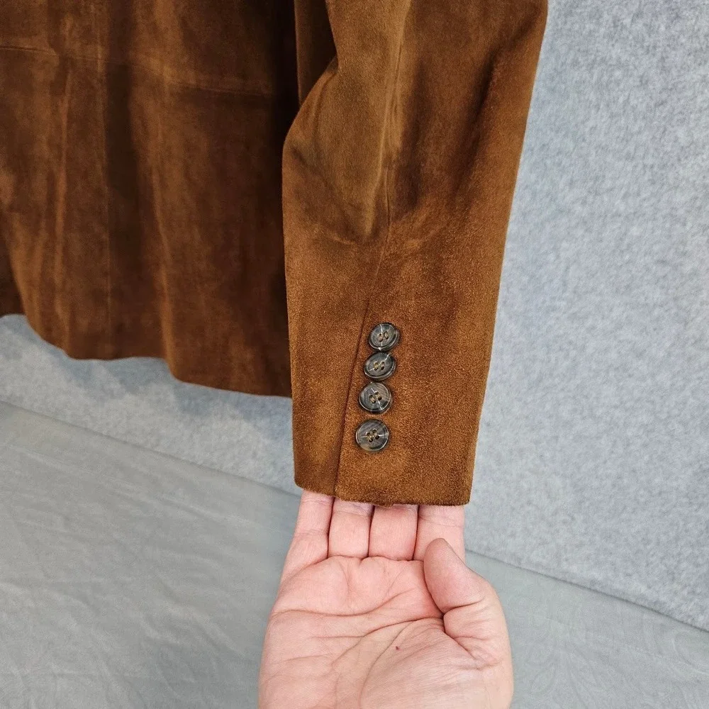 Marshall Field's Mens Brown Suede Leather Blazer Jacket 46R Vintage